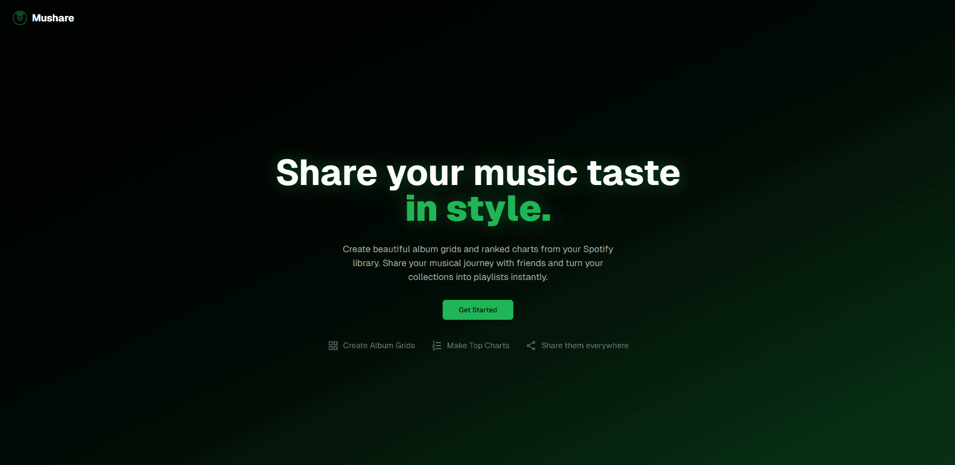 Mushare Landing Page